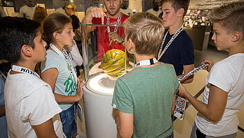 School class excursion with a guide